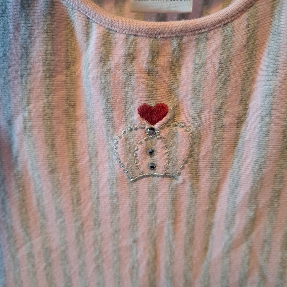 Gymboree girls size 5 striped dress, embroidered crown & heart, asymetric hem - Picture 2 of 6